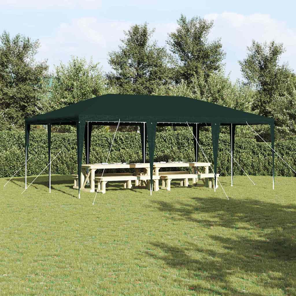 Tenda per feste, verde, in polietilene e acciaio, 600 x 400 x 266 cm, gazebo pieghevole e gazebo da giardino per matrimoni, barbecue, terrazza, protezione solare e pioggia per esterni