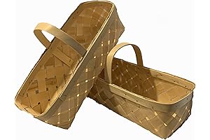 Farm Stand Long Baskets with Handles, Wood Gift Baskets for DIY Gifting Solutions