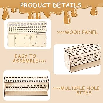 Paint Brush Holder For Artist, 67 Hole Wooden Desk Stand Paintbrush Organizer, Square Paint Brush Storage, Art Supply Organizer For Pens, Paint Brushes