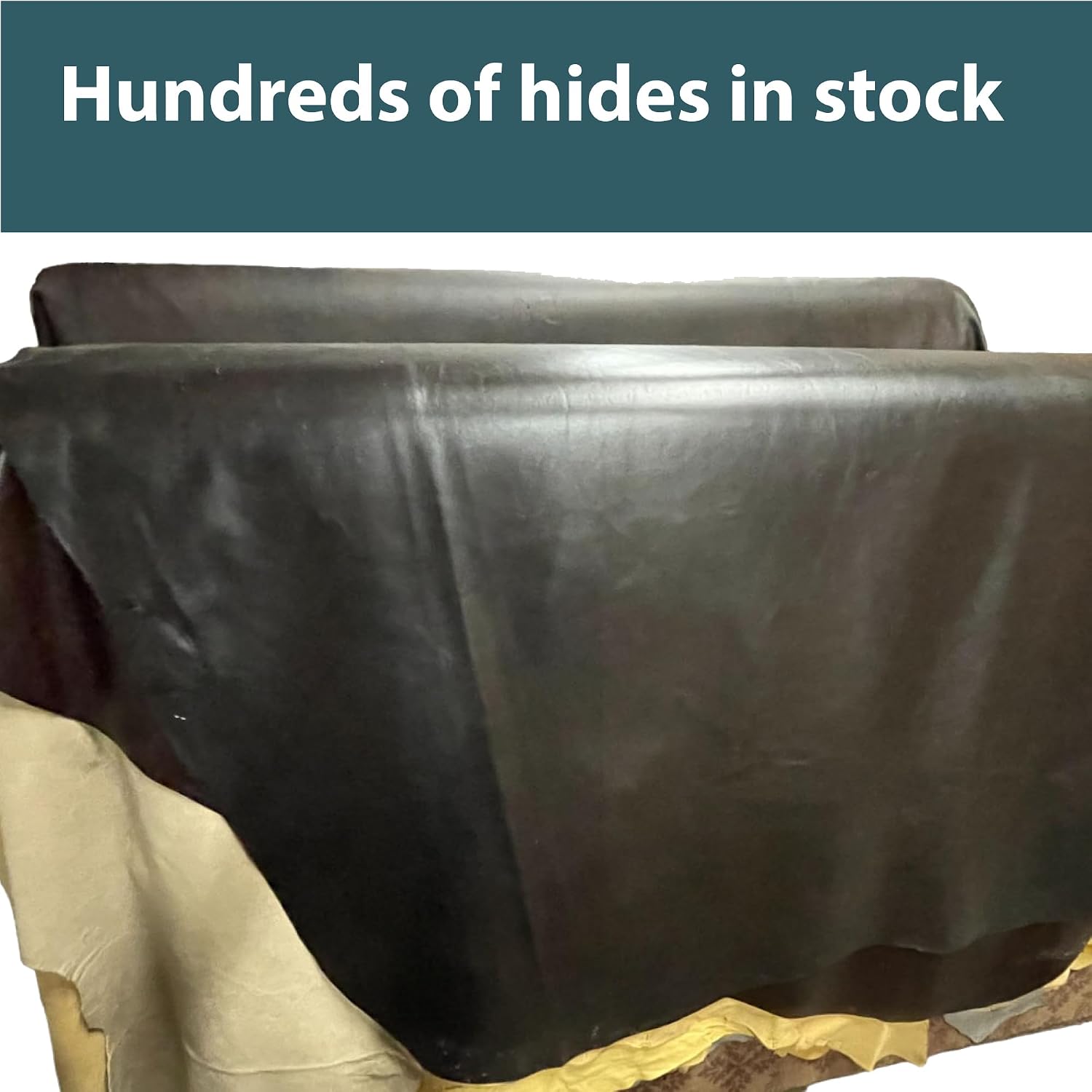 Whole Leather Hide - Full Cow Hide Approximately 6' x 6' (Black)