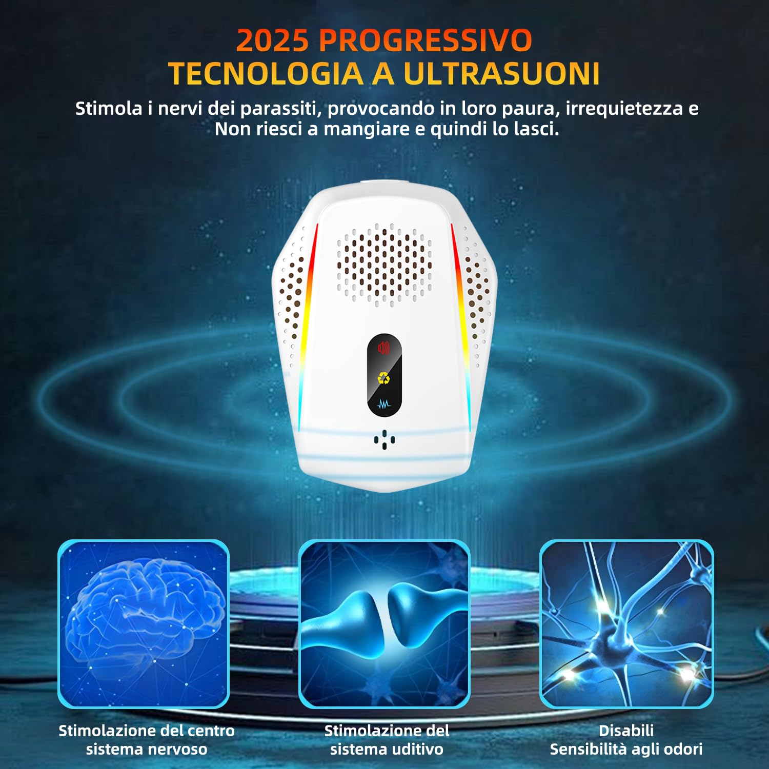 Ultrasuoni per Topi 6 Pack - Potente Repellente per Topi - 3 Modalità di Funzionamento - Ampio Raggio di Frequenza - Protegge da topi, zanzare, scarafaggi, formiche, ragni e roditori (Bianco)