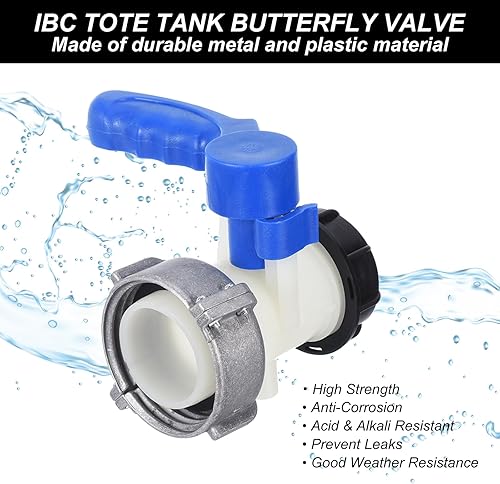 Miniatura 6 de PATIKIL Adaptador de tanque de asas IBC de 2.953 in DN50, pesado 1000L IBC Adaptador de totalizador IBC Interruptor de válvula de mariposa