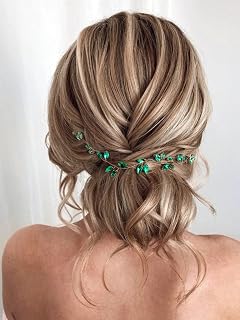 Simple Rhinestone Headband Green Red Wedding Hair Accessories for Brides Bohemian Tiaras for Women and Girls Goddess Costume Hair Decoration Party Christmas Prom Bridesmaid Gifts(Green)