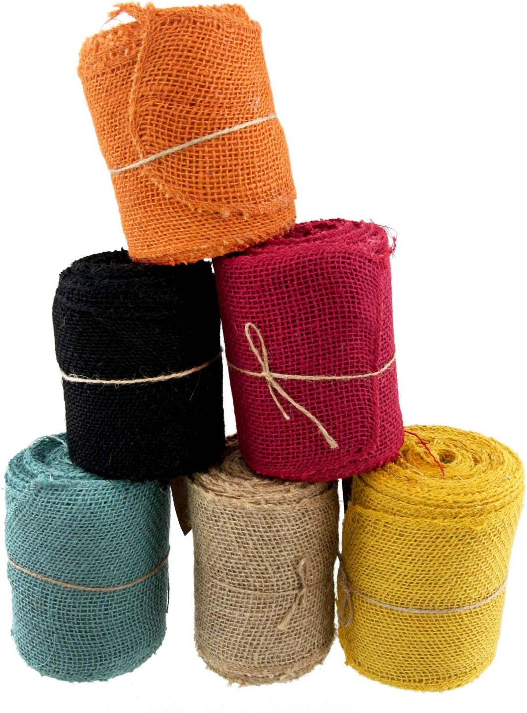 JubileeYarn Burlap Jute Craft Ribbon - 5.5" x 10 Yards - Cranberry - 10 Rolls