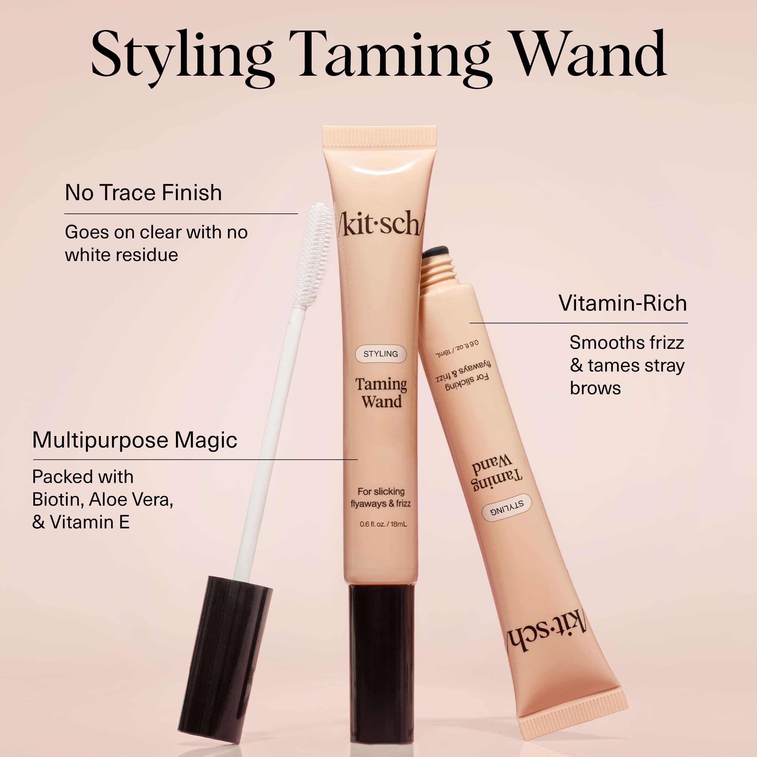 Kitsch Fly Away Stick for Hair - Taming Wand with Biotin, Aloe & Vitamin E - Clear Serum-Like Gel Hair Mascara for Flyaways & Baby Hairs - Lightweight Hair & Multi-Use Hair Stick - 18ml