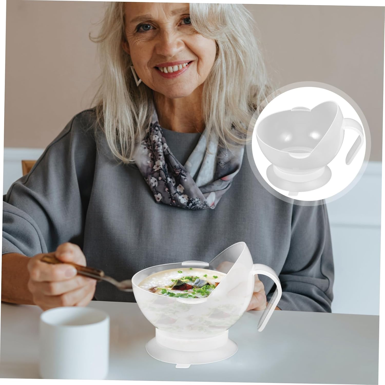 Spill Proof Senior Dining Bowl for Elderly and Disabled Users
