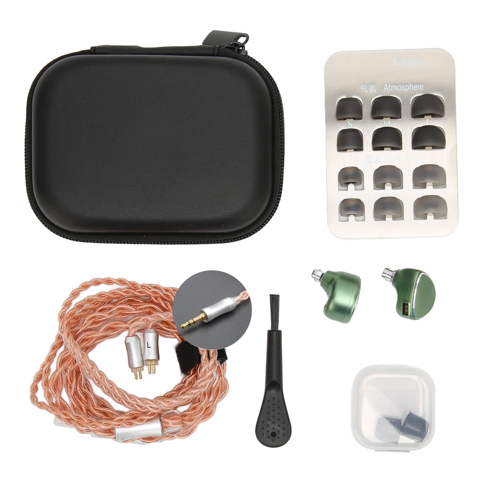Monitor Douszny Spring2 HiFi IEM z Odłączanym Kablem dla Entuzjastów Muzyki 13 Mm Ceramiczny Metalowy 2 Wkładki Douszne + Zestaw Miękkich Silikonowych Końcówek Dousznych (Oliwkowo-zielony