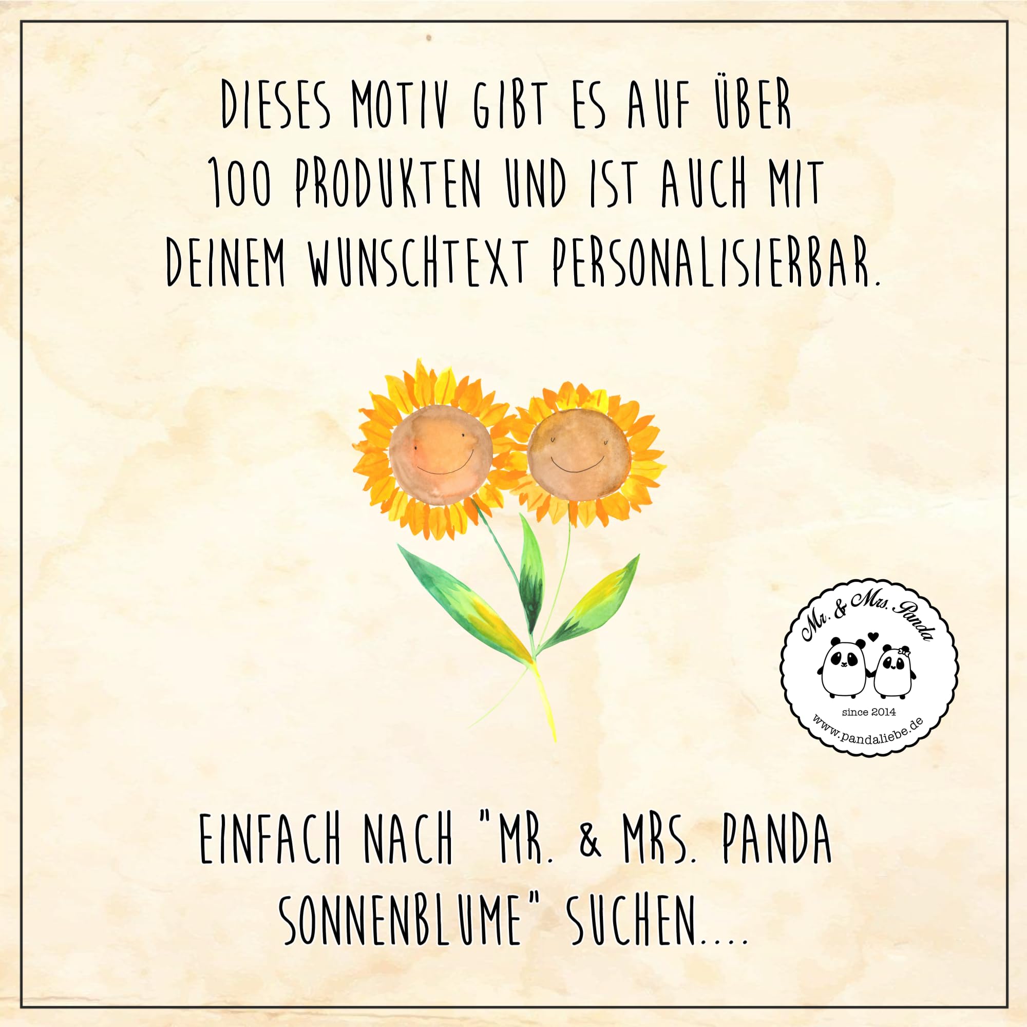 Mr. & Mrs. Panda Personalisierte Fußmatte Blume Sonnenblume 40 x 60 cm - Geschenke, Individuelle, Sonnenblumen, Freundin, personalisierbar, Zusammen, Vertrauen, Garten, Fussmatte personalisiert
