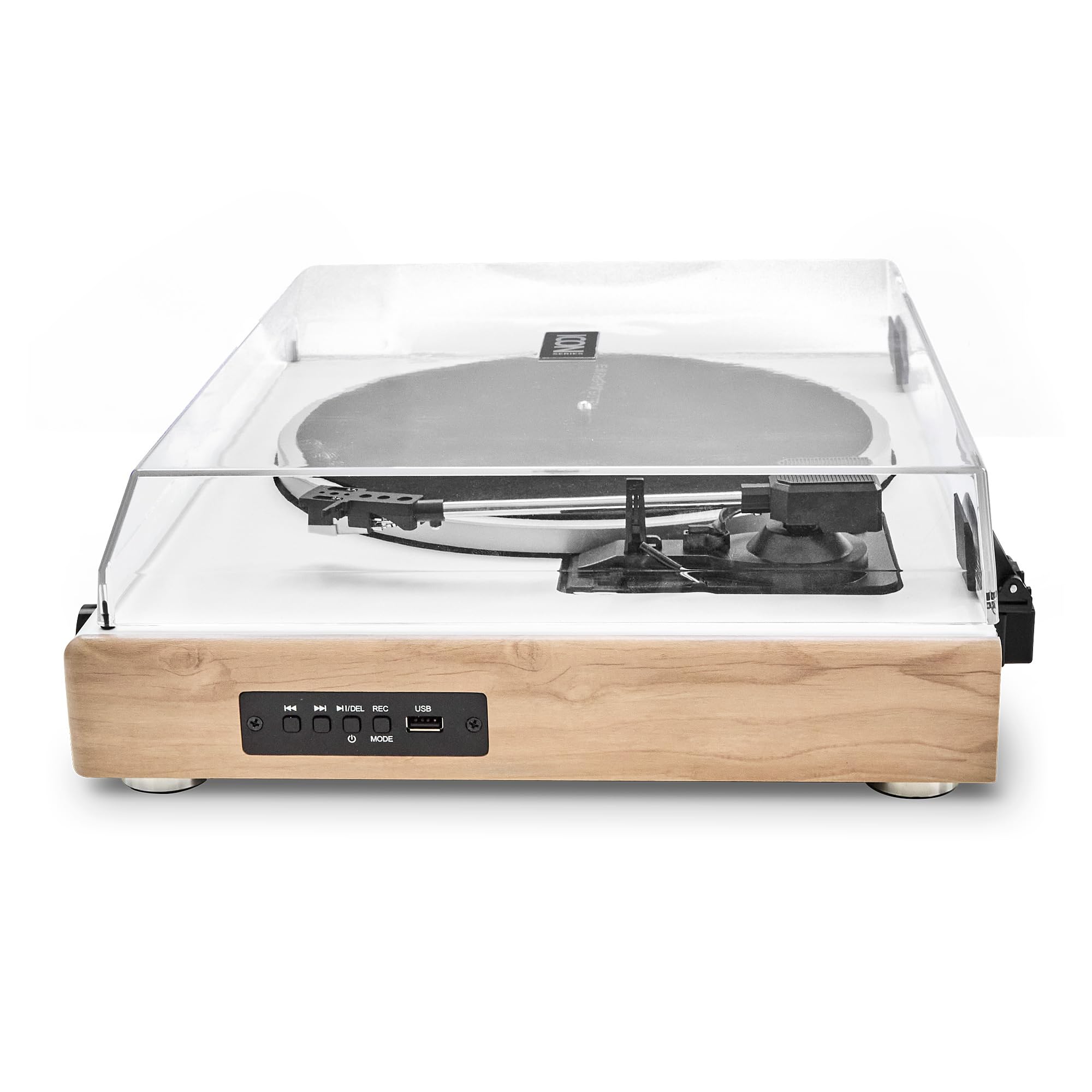 Energy Sistem Spin Giradischi Vinili Bluetooth Vintage Lettore LP 33 45 78 Giri Con Casse Integrate Altoparlanti 40W USB RCA Encoder Auto Stop Ago Magnetico Cartuccia Bambù Piatto Feltro (Legno)