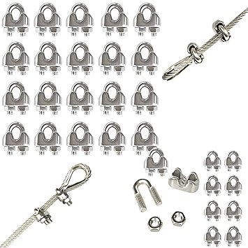 DIY Crafts Wire Rope Cable Clip Clamp Only 2-24 As Choice Heavy Duty Pl Check Bracket of Title (2X Cable Clip, Clip Clamp Only)