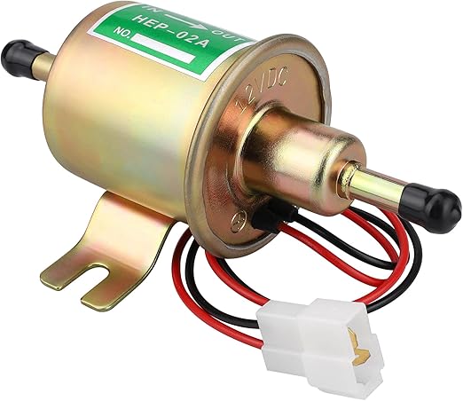 12V Electric Fuel Pump Universal Low Pressure Transfer Inline Fuel Pump for Motorcycle Carburetor Lawn Mower Gas Diesel Engine 2.5-4psi HEP-02A