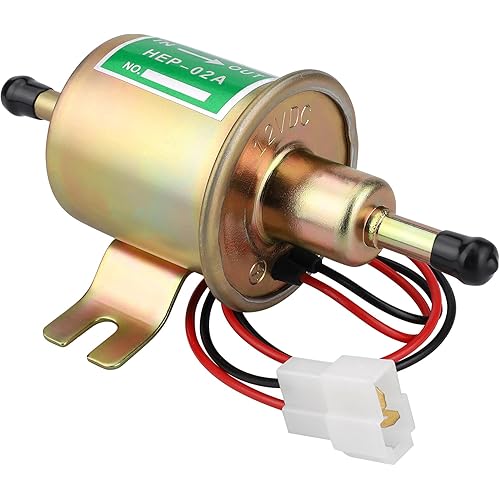 12V Electric Fuel Pump Universal Low Pressure Transfer Inline Fuel Pump for Motorcycle Carburetor Lawn Mower Gas Diesel Engine 2.5-4psi HEP-02A