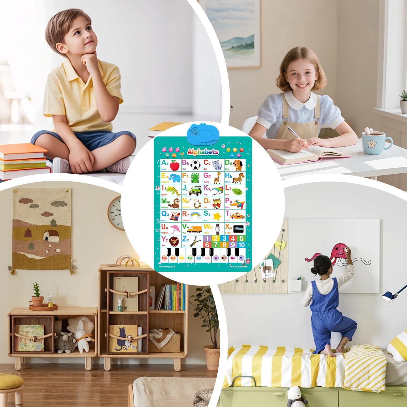 Elektronisches Alphabet-Wandtafel, interaktives Lieder, Klavierspiel, Zahlen, Tier, Wortschatz, Kinder, Lernposter, für Kinder im Alter von 1–6 Jahren, , Mädchen, Kindergarten, Schule