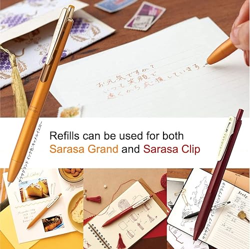 Miniatura 3 de Sarasa Zebra - 10 repuestos de tinta negra azul de 0.020 in (RJF5-FB), tecnología de tinta seca de alta velocidad con notas adhesivas originales