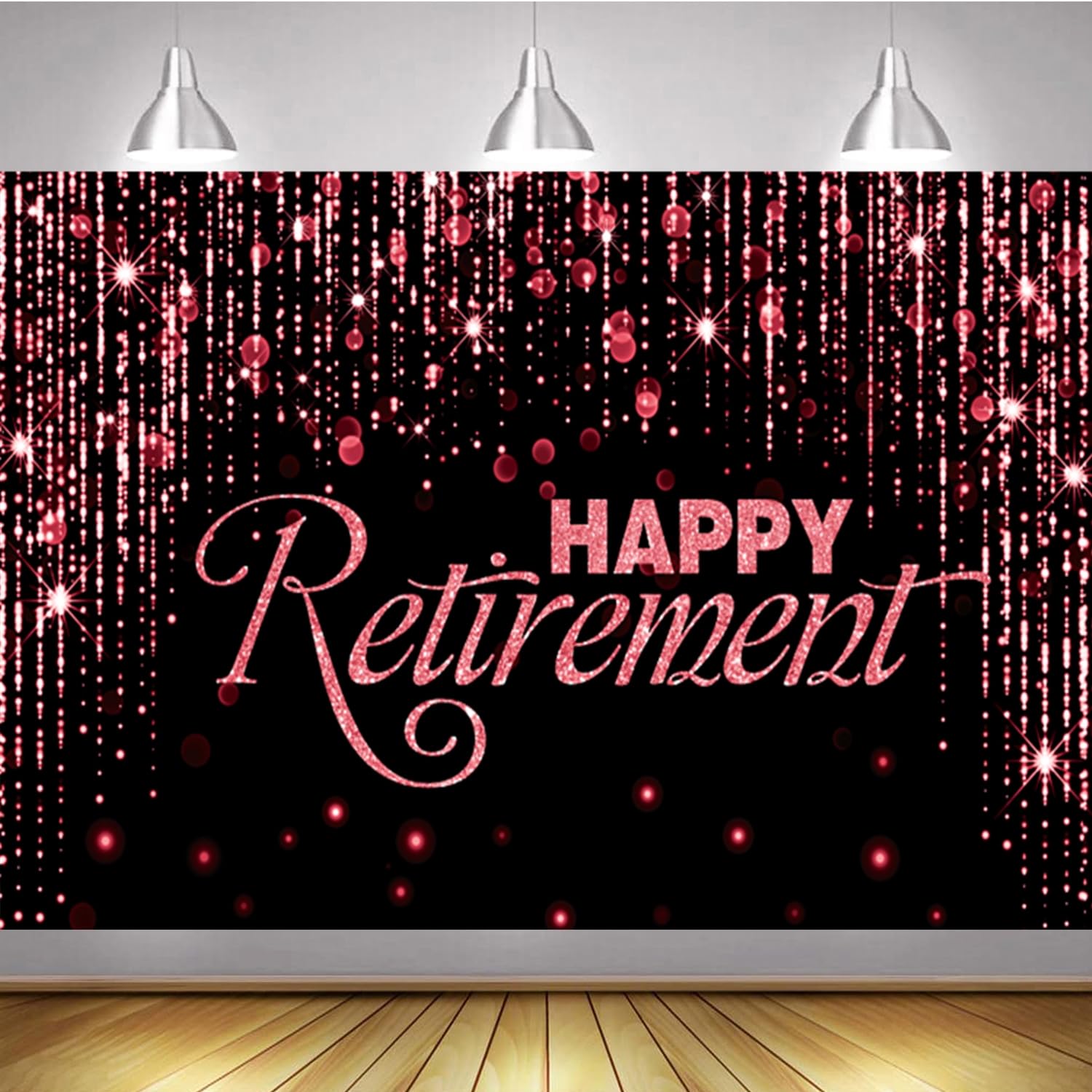 LOONELO Happy Retirement Backdrop with 70.8"X43.3", Large Banner Background Photography with Rope Party Decoration Supplies for Photo Booth Props Decor Outdoor Indoor