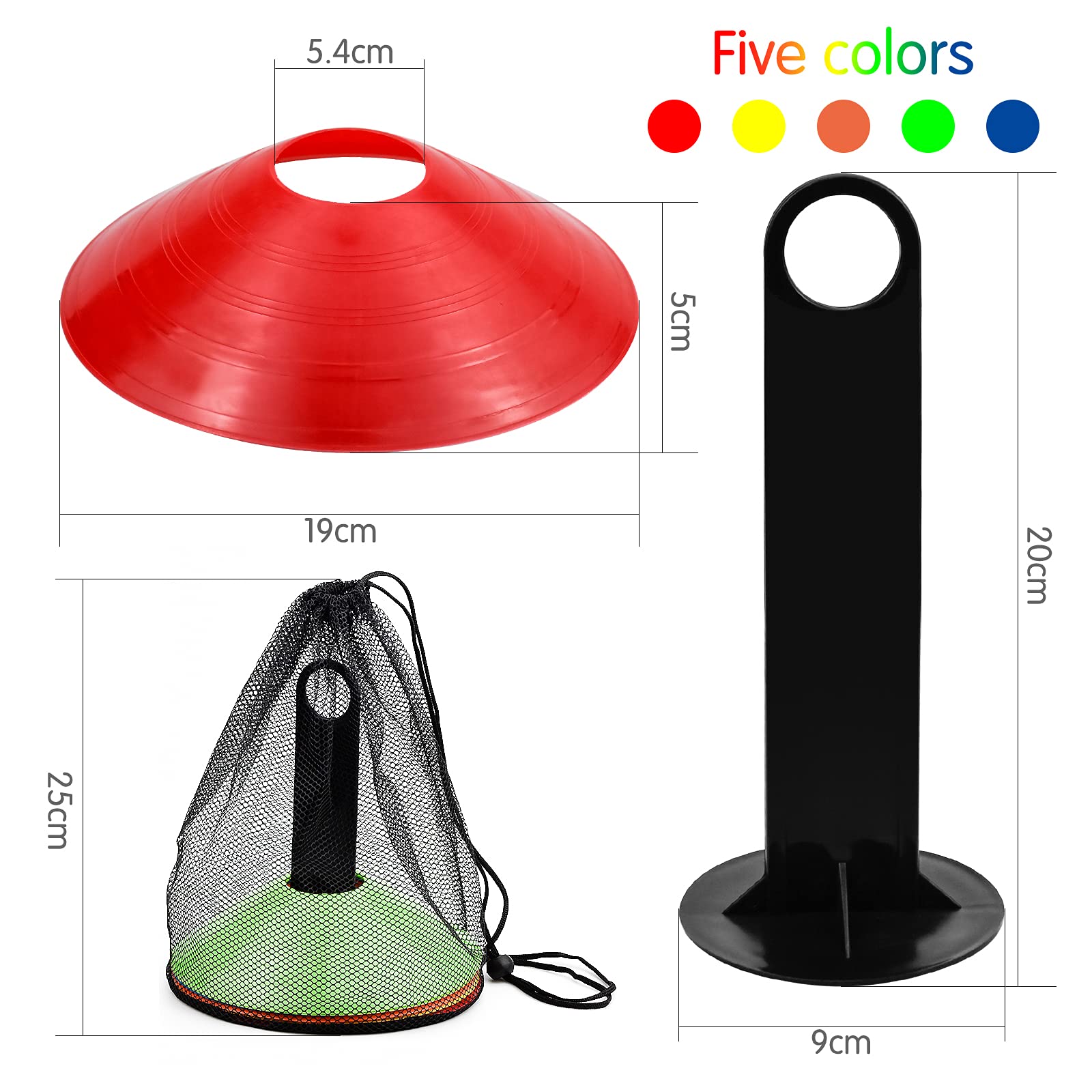 50 Stück Trainingshütchen Sport - Bunte Pylonen Für Fußball Und Mehr