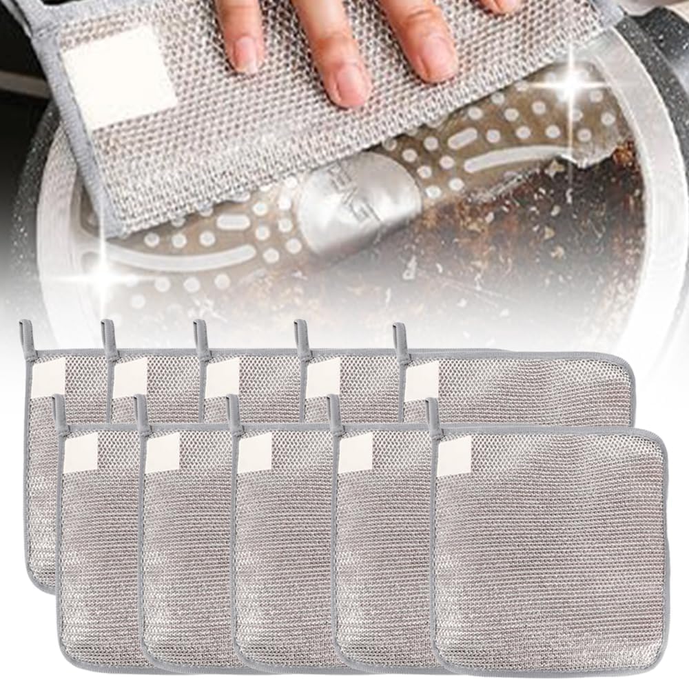Estropajo Aluminio Multiusos,2026 Trapos Limpieza para Suciedad difícil,Paños de Limpieza Reutilizables,Paños de Esponja para Fregar Tres Capas de Trapo Espesante en Seco y Húmedo (5 PCS) — view 10
