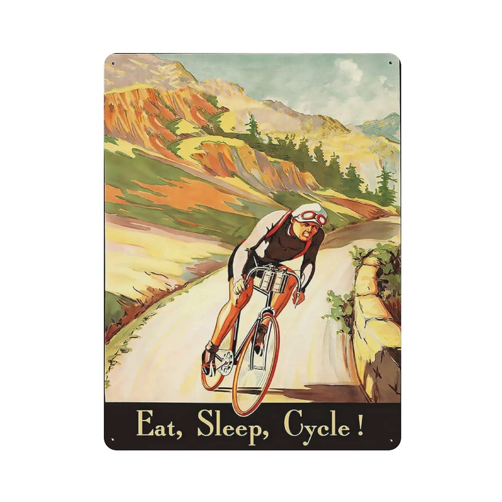 Metal Tin Sign Eat Sleep Cycle Vintage Tin Poster Metal Sign Wall Decoration Country Kitchen Home Garage Decor 16"x12"