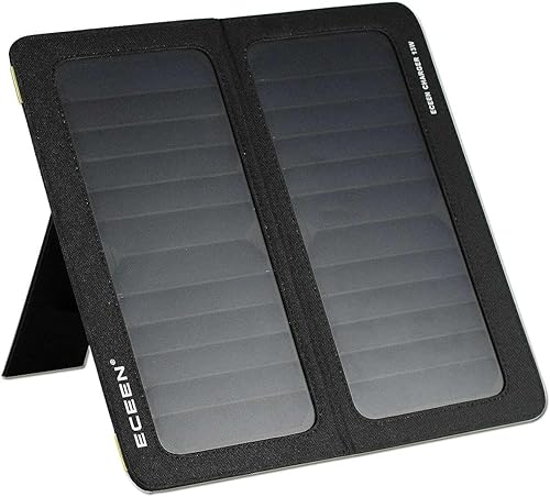 ECEEN Cargador solar portátil de 20 W, cargador de panel solar con 2 salidas USB, impermeable, plegable, cargador de teléfono para campamento,