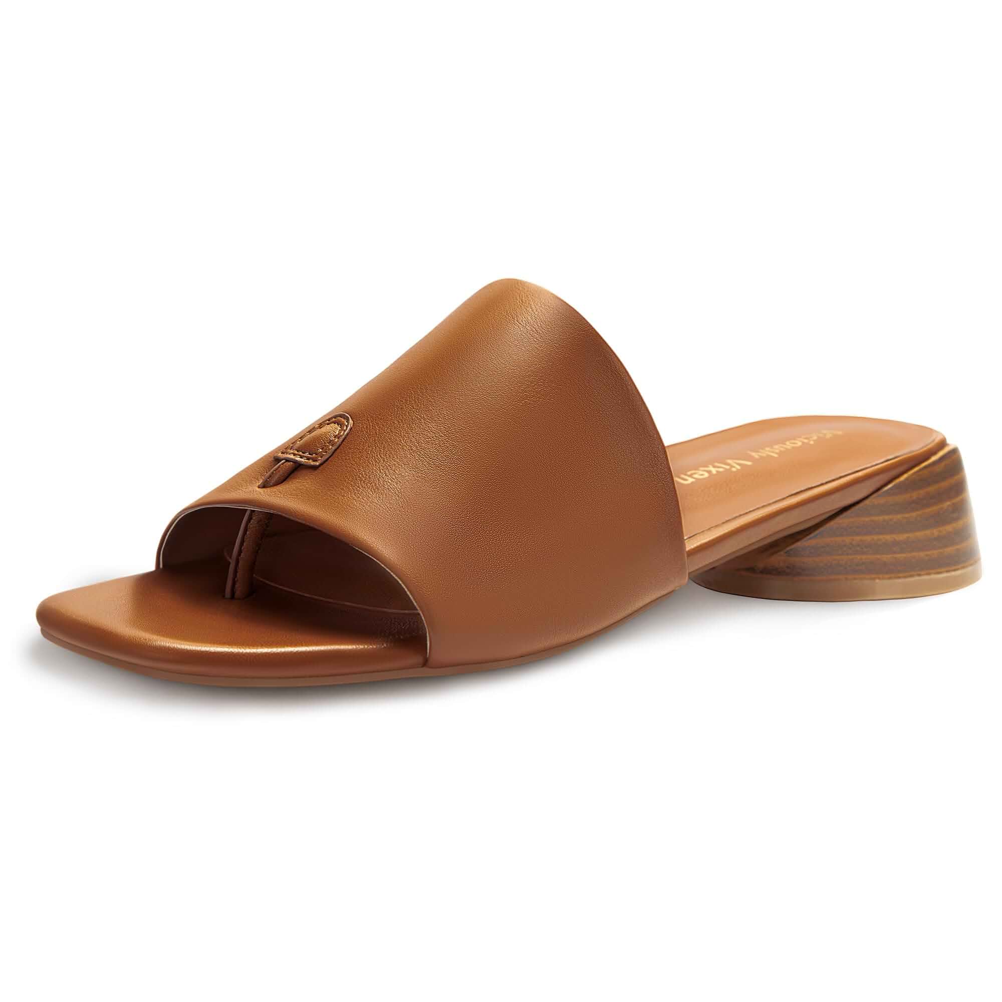 Viciously Vixen Women's Block Kitten Heels Slide Mule Sandals Square Open Toe Shoes