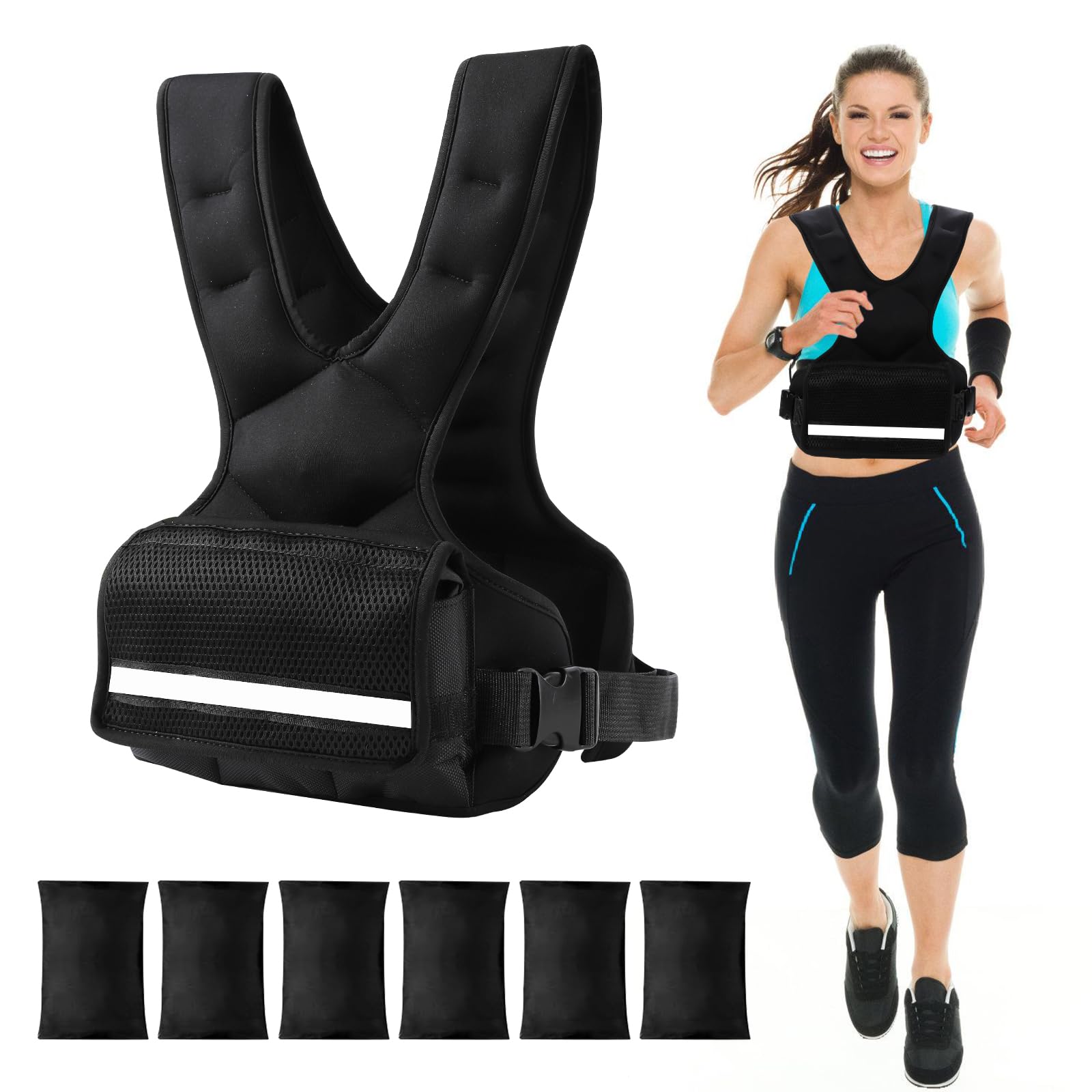 Weighted Vest for Men and Women, Vest with 6 Ironsand Weights for Home Workouts | Adjustable Body Weight Vest Exercise Set for Cardio and Strength Training (1.8-4.5KG)
