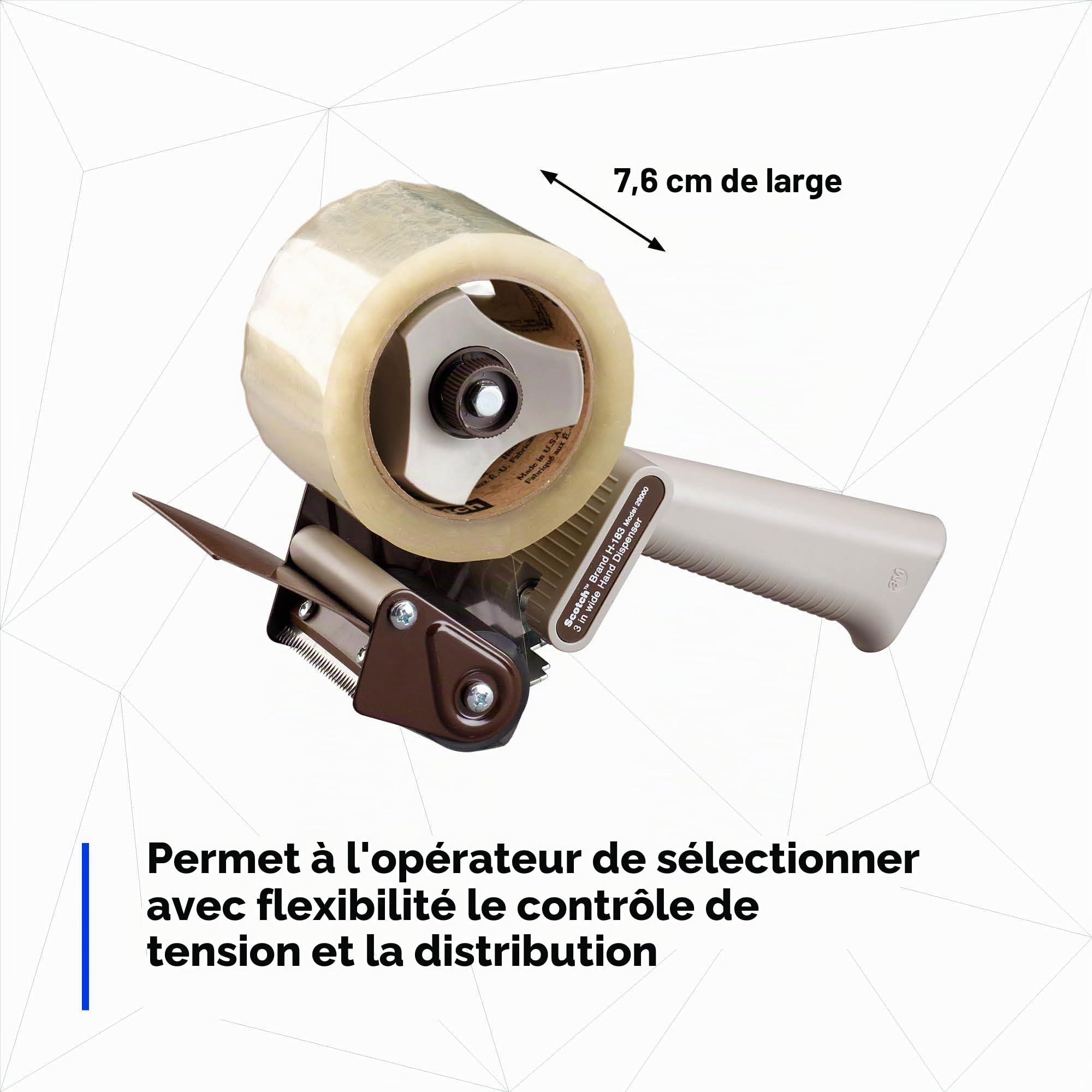 Scotch H183 Dévidoir de ruban adhésif industriel pour ruban adhésif 7,6 cm – Léger et portable pour l'emballage commercial, l'expédition, le déménagement, le carton et le scellage de boîte