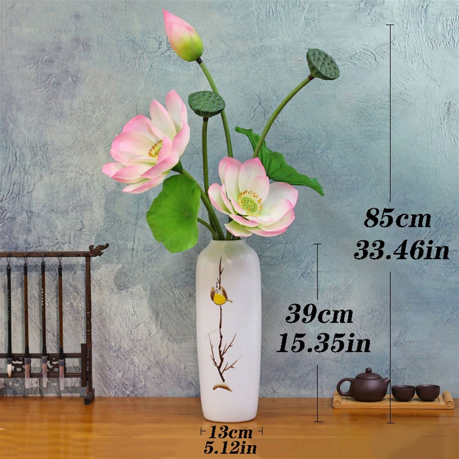 Amazon.co.jp: 花瓶セット 人工植物 人工蓮の花 人工蓮の葉 リビング