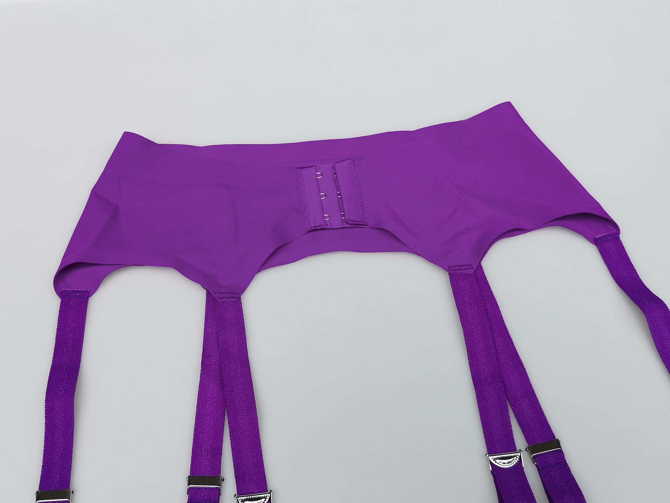 Purple Plus Size Metal Buckles 6 Wide Straps Sexy Women Seamless Garter Belt for Stockings S504P: Large Purple