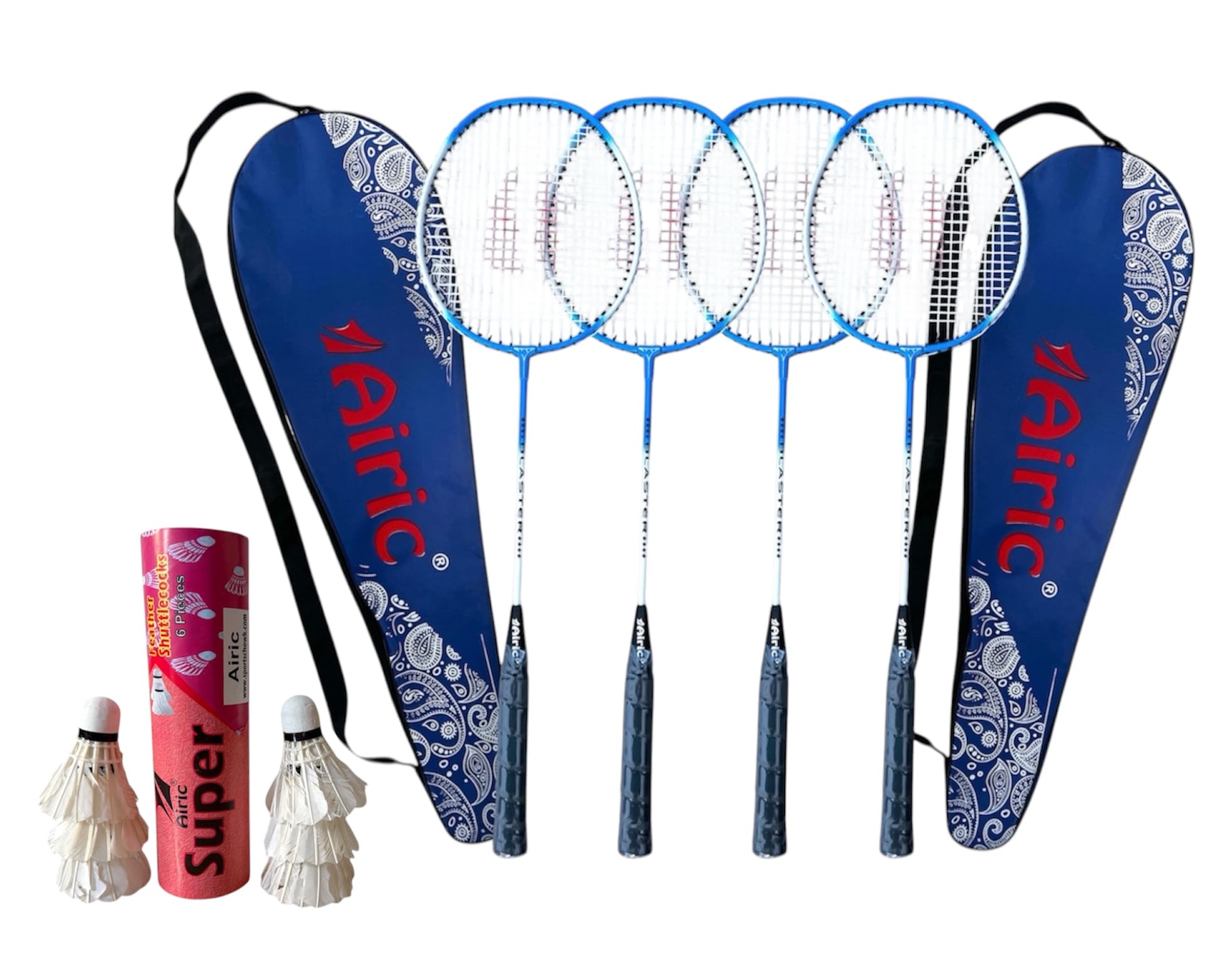 Isometric Blaster Staunch with 6 Feather Shuttles and Cover Badminton Kit (Blue)-image-40