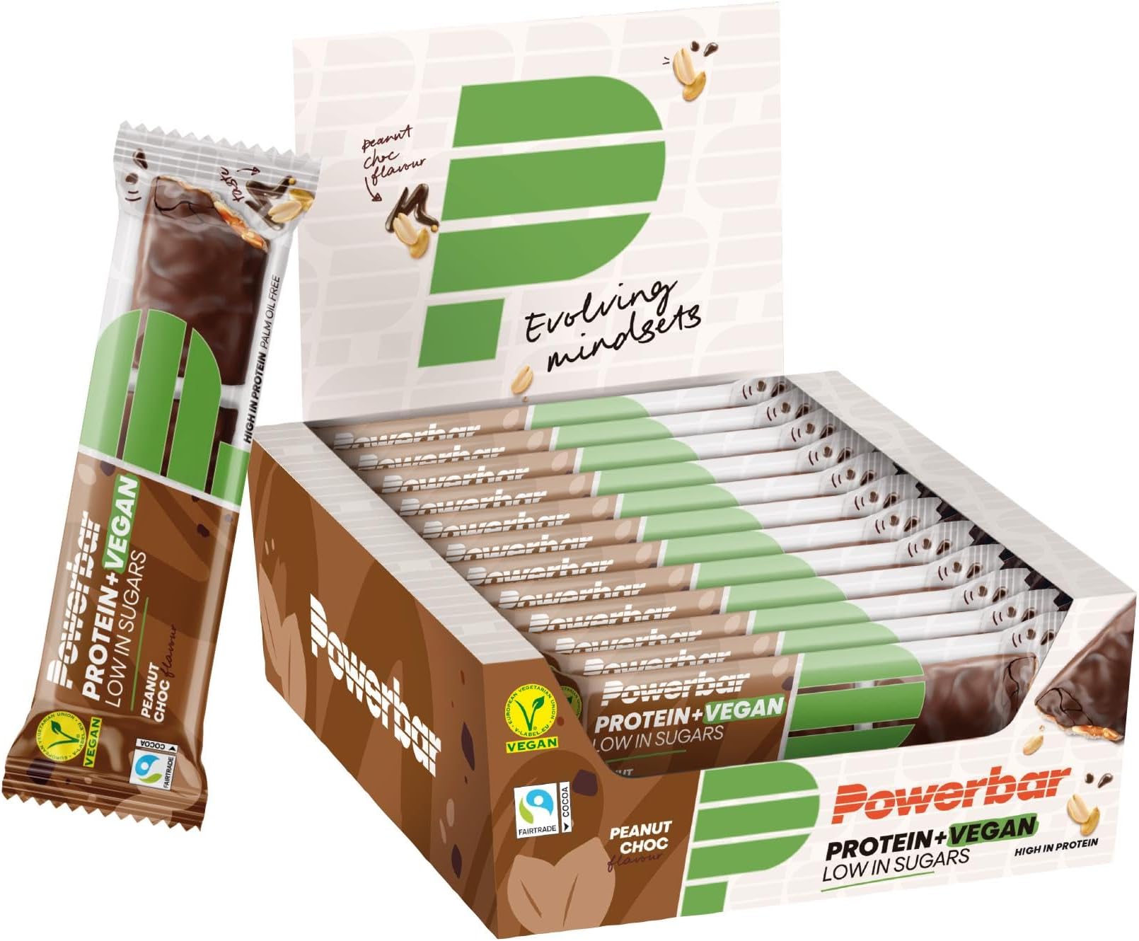 Powerbar - Protein Plus - Low Sugar - Vegan Peanut Choc - 12x42g - High Protein Low Sugar Bar - Vegan Protein Bar
