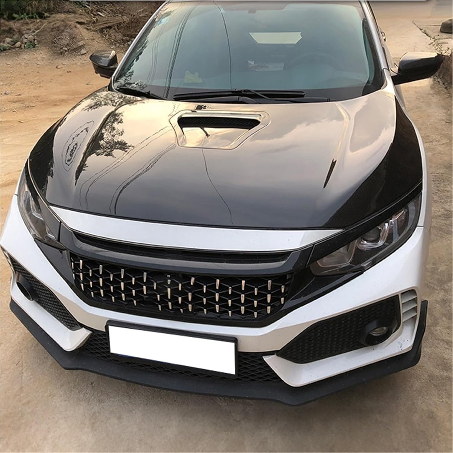 Custom Carbon Fiber Car Hood Bonnet Vent Compatible for Honda Civic Hatchback Fc1 Typer R 10th
