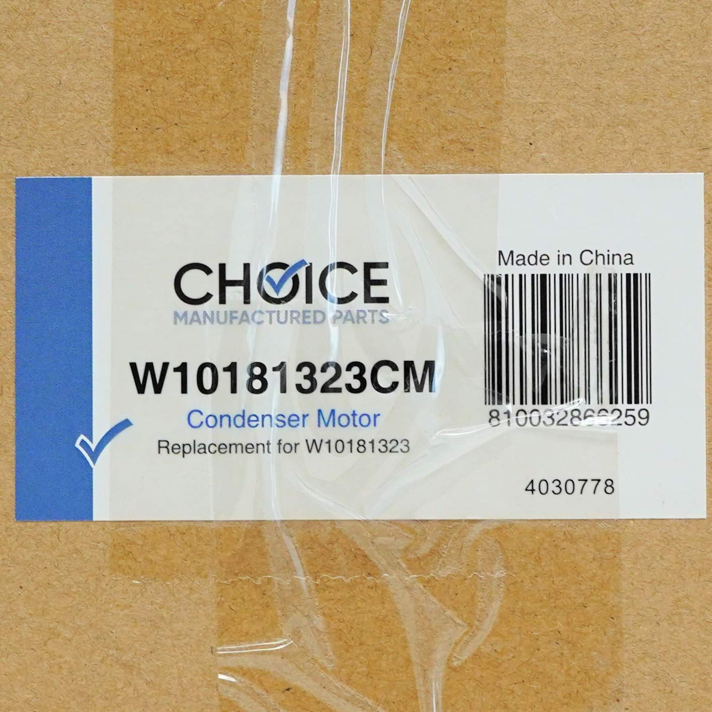 Choice Parts W10181323 for Whirlpool Refrigerator Condenser Fan Motor
