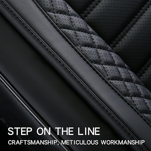Miniatura 6 de HAITOUR Fundas de cuero de cobertura completa para asiento delantero de automóvil, 1 par, ajuste universal para la mayoría de automóviles, sedanes,
