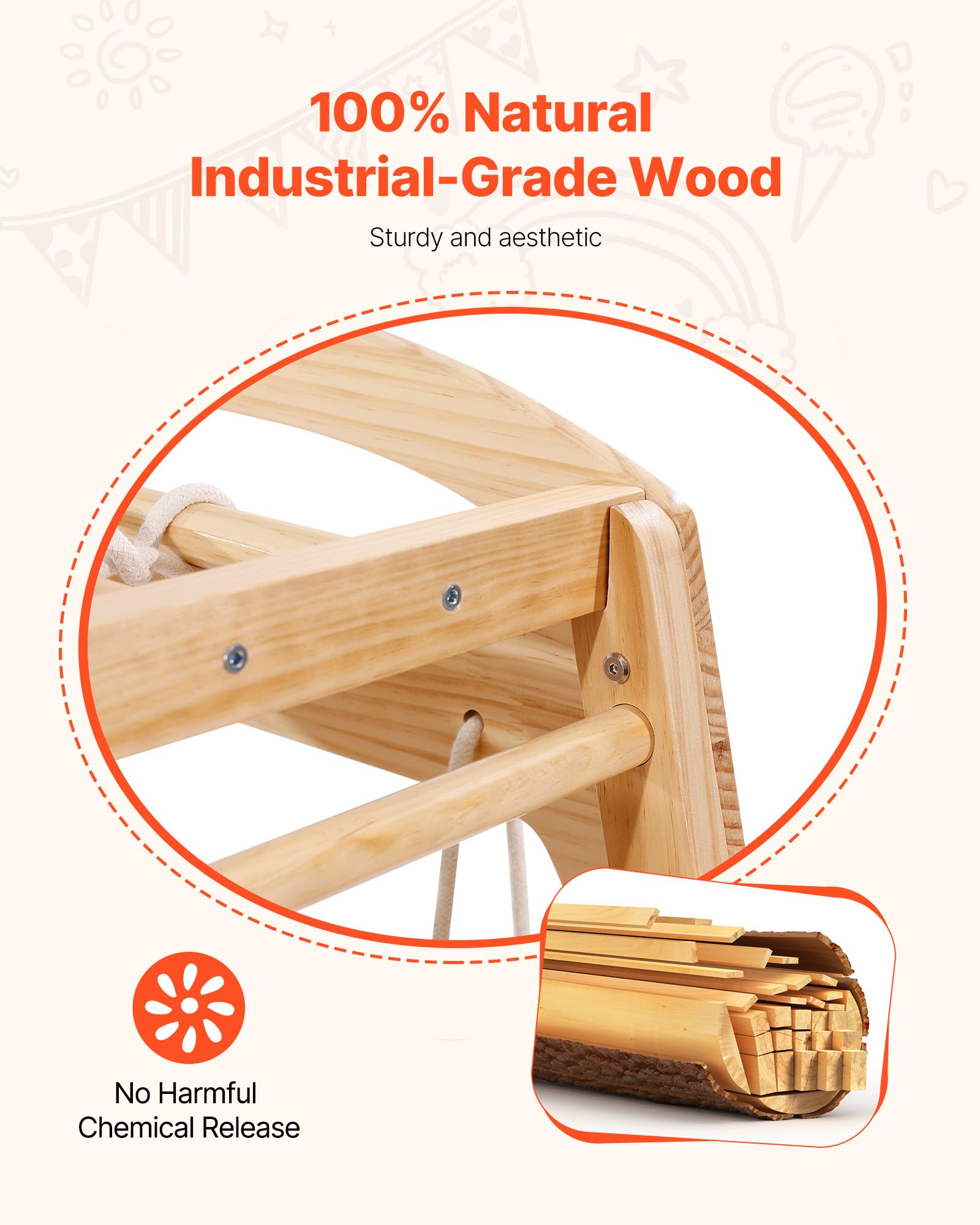 VEVOR Indoor Klettergerüst, 7-in-1 Multifunktional Spielplatz, mit Holz- & Seilleiter, Netzleiter, Schaukel, Kletterstange, Rutsche, Kletterwand, Kletterspielzeug für Kinder im Alter von 2-6 Jahren