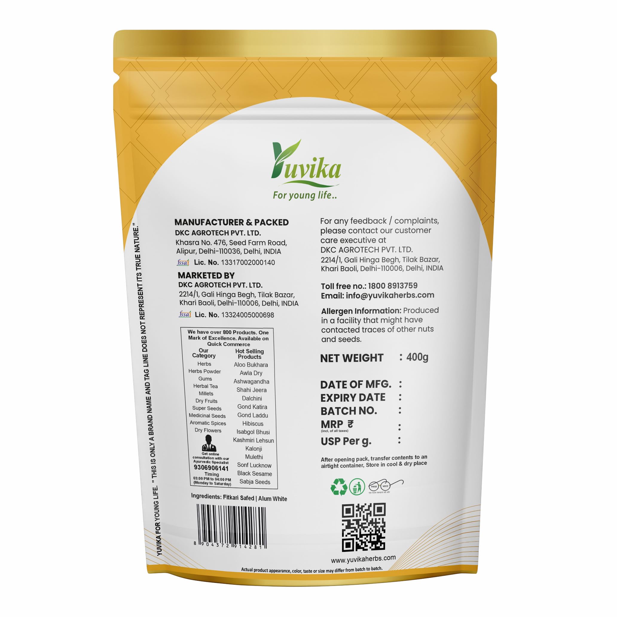 YUVIKA Fitkari Safed - Phitkari Safed - Potassium Alum - Alum White (400 Grams) 1