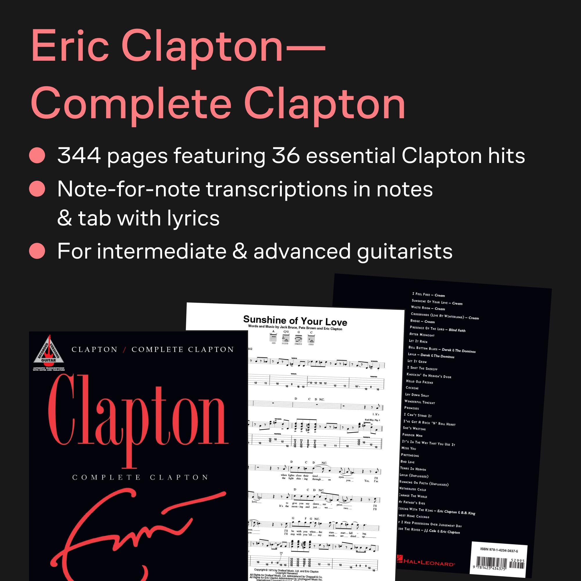 Complete Clapton note for note guitar tab.