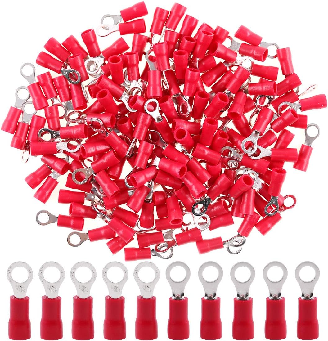 Hilitchi 100pcs 2216 Gauge Ring Insulated Electrical Wire Terminals