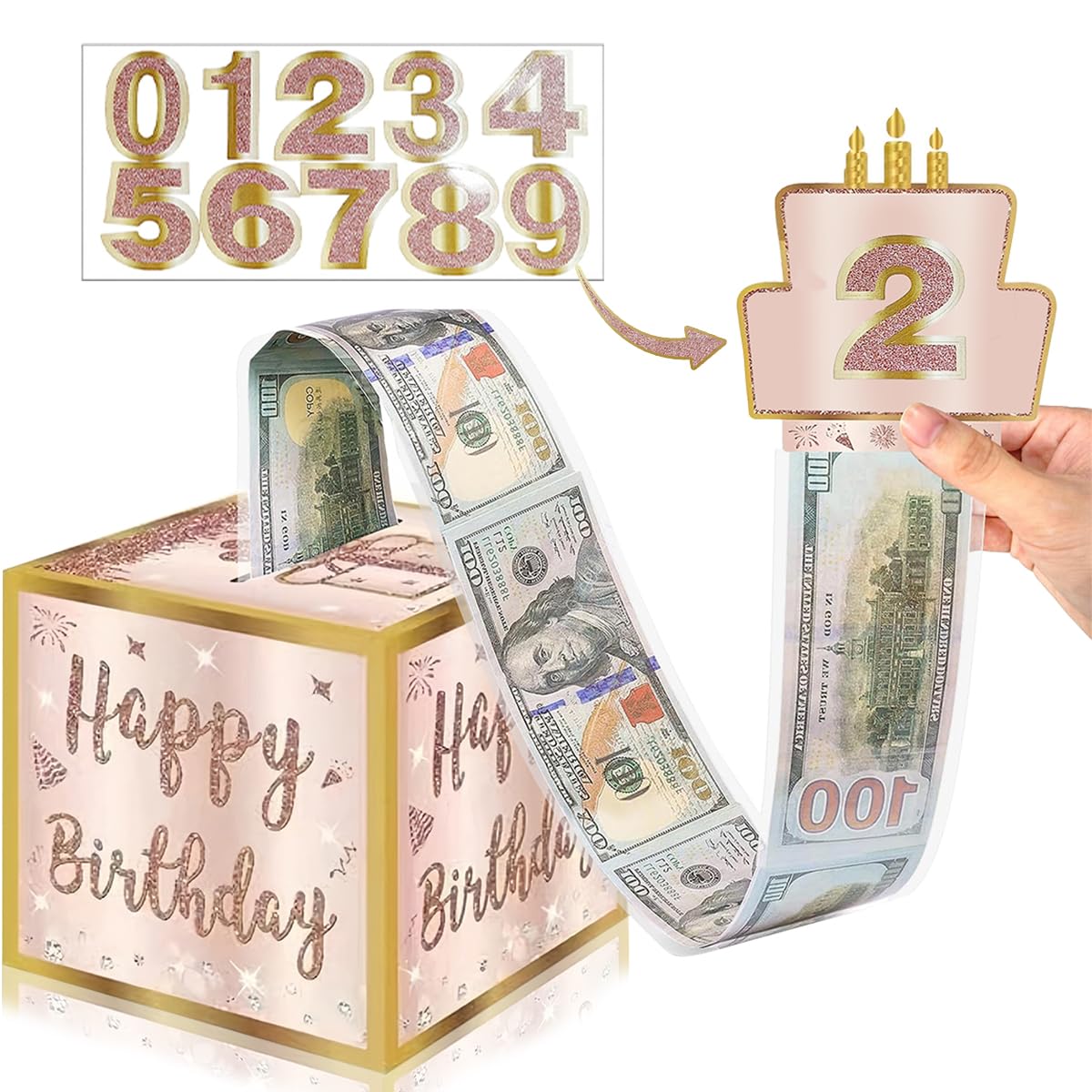 Boîte à Argent Rebondissante Pliante Pour Noël, Anniversaire, Fête - 18,4x9,3x5,5 Cm - Papier Carton