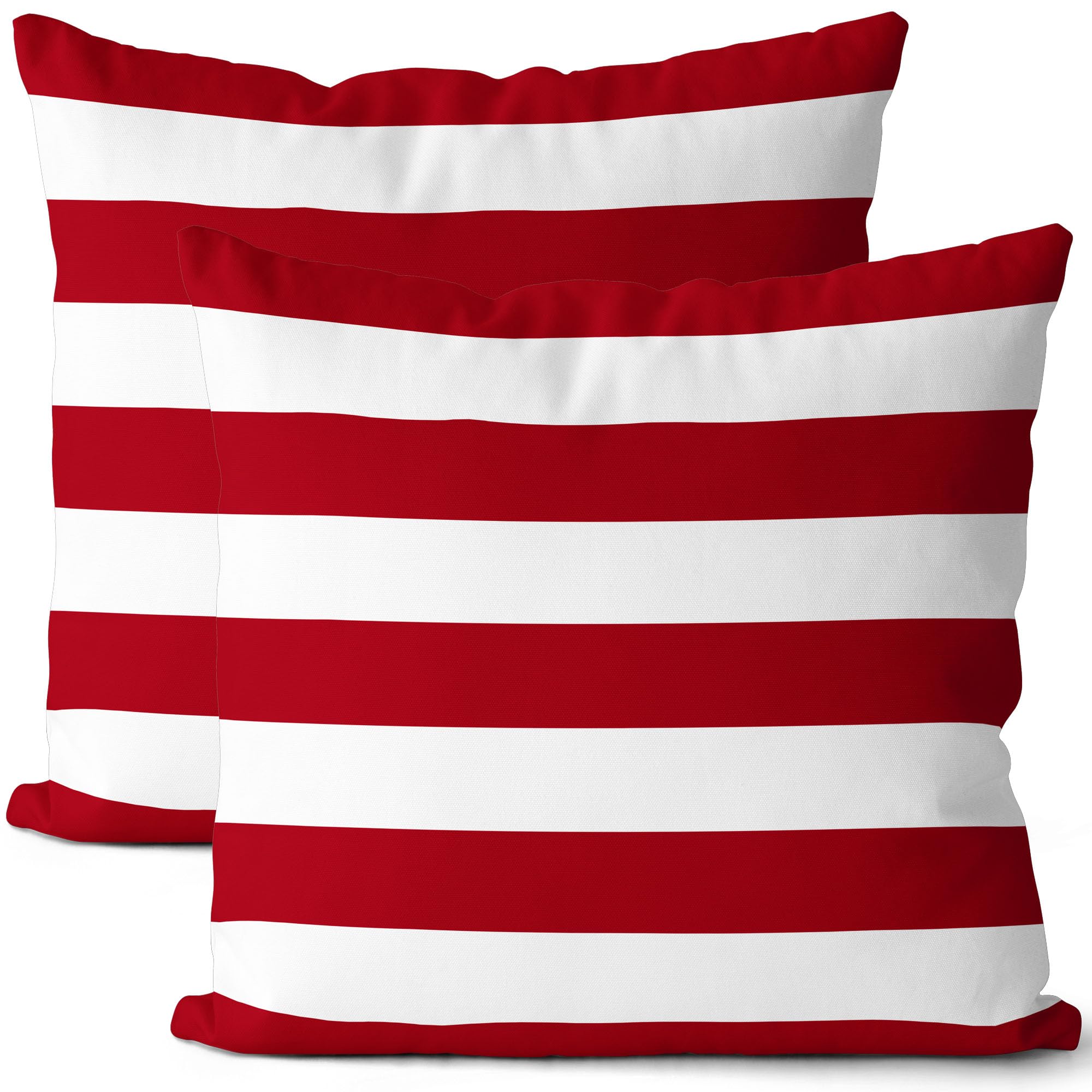 GHSJYO Patriotic Throw Pillow Covers Set of 2 18x18 Red Striped Outdoor Waterproof Pillowcase American Memorial Independence Day Pillow Cases Linen