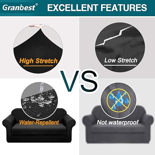 Miniatura 4 de Funda para sofá de gran calidad, repelente al agua, 2 piezas de alta elasticidad para sofá de tela súper suave, Poliéster & Mezcla de poliéster,