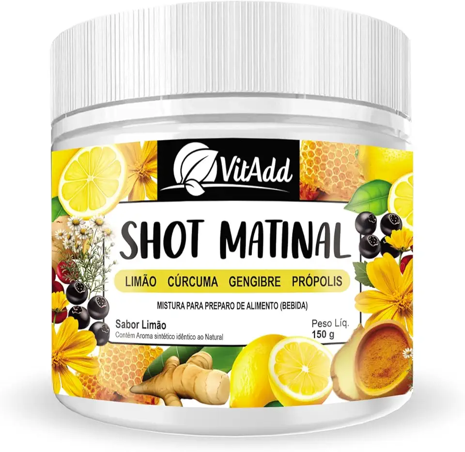 Shot Matinal Cúrcuma Gengibre Limão Própolis 150g 30 porções