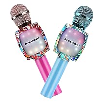 DYNASONIC Microfono per karaoke Bluetooth, giocattoli per bambini e bambine, microfono senza fili, portatile, con luci LED per bambini, regali originali per bambini (Pack 2 microfoni), Multicolore