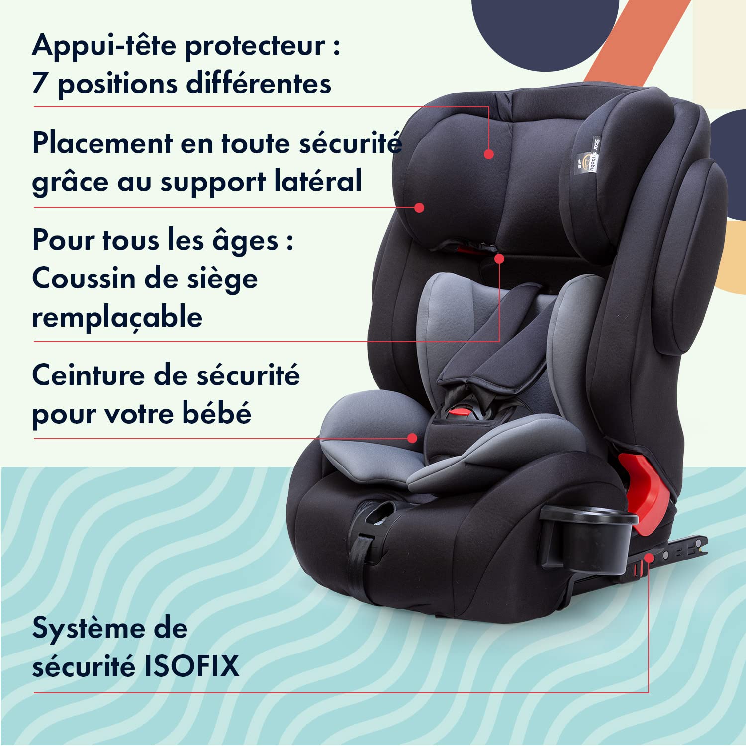 Star Ibaby City Fix HQ 668 SPS - Siège auto Isofix groupe 1 2 3 gris/noir