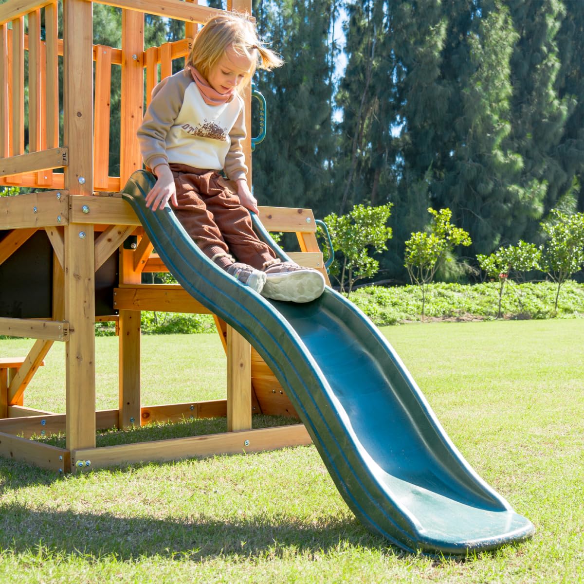DOLPHIN PLAYGROUND T Schaukel Set mit 2 Schaukelsitzen | Klettergerüst, Tafel, Picknicktisch und Teleskop, Outdoor-Spielgerät, Zedernholz, Für Kinder ab 3 Jahren