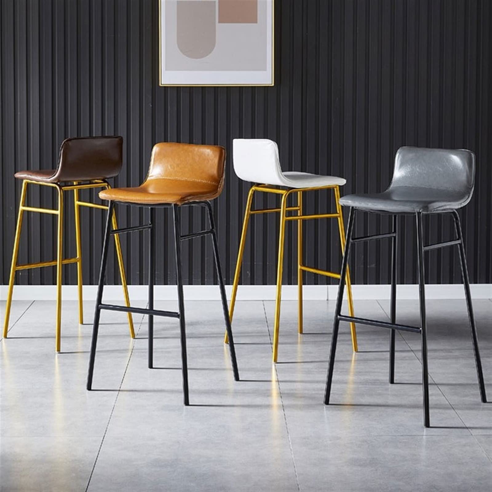 Multiuso Sedie da pranzo for la casa semplici e moderne Luce di lusso Reception Bar Seggiolone Schienale Sgabello alto in ferro in pelle Moderni(Orange)