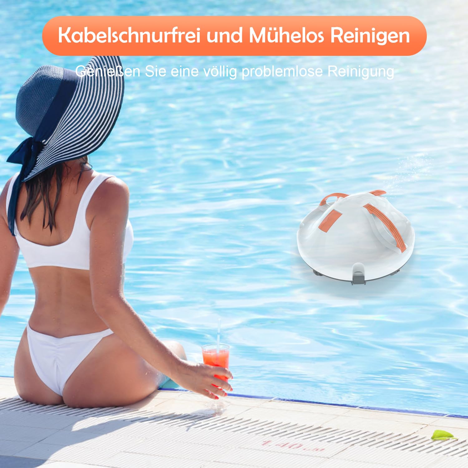 (2026 Neu) Poolroboter, Kabelloser Poolsauger Akku mit 130 Min Laufzeit, Dual Motoren Poolreiniger, Selbsteinparkfunktion, Tragbar Poolroboter Akku für Flache Böden Pools bis zu 102 m²