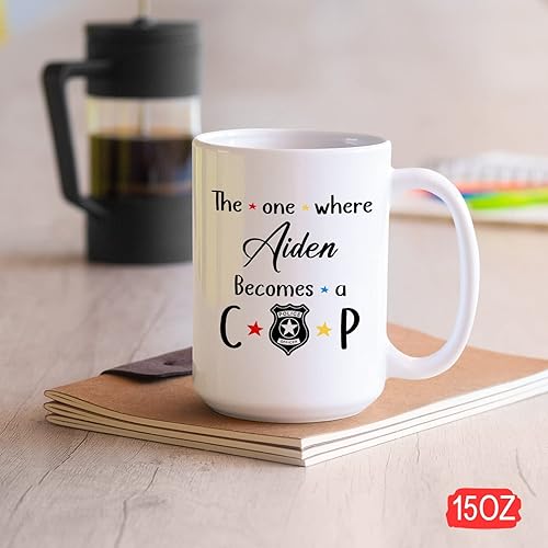 Miniatura 6 de Taza de café personalizada con texto en inglés "The One Where Becomes a Cop", taza de café blanca de 11 onzas, 15 onzas