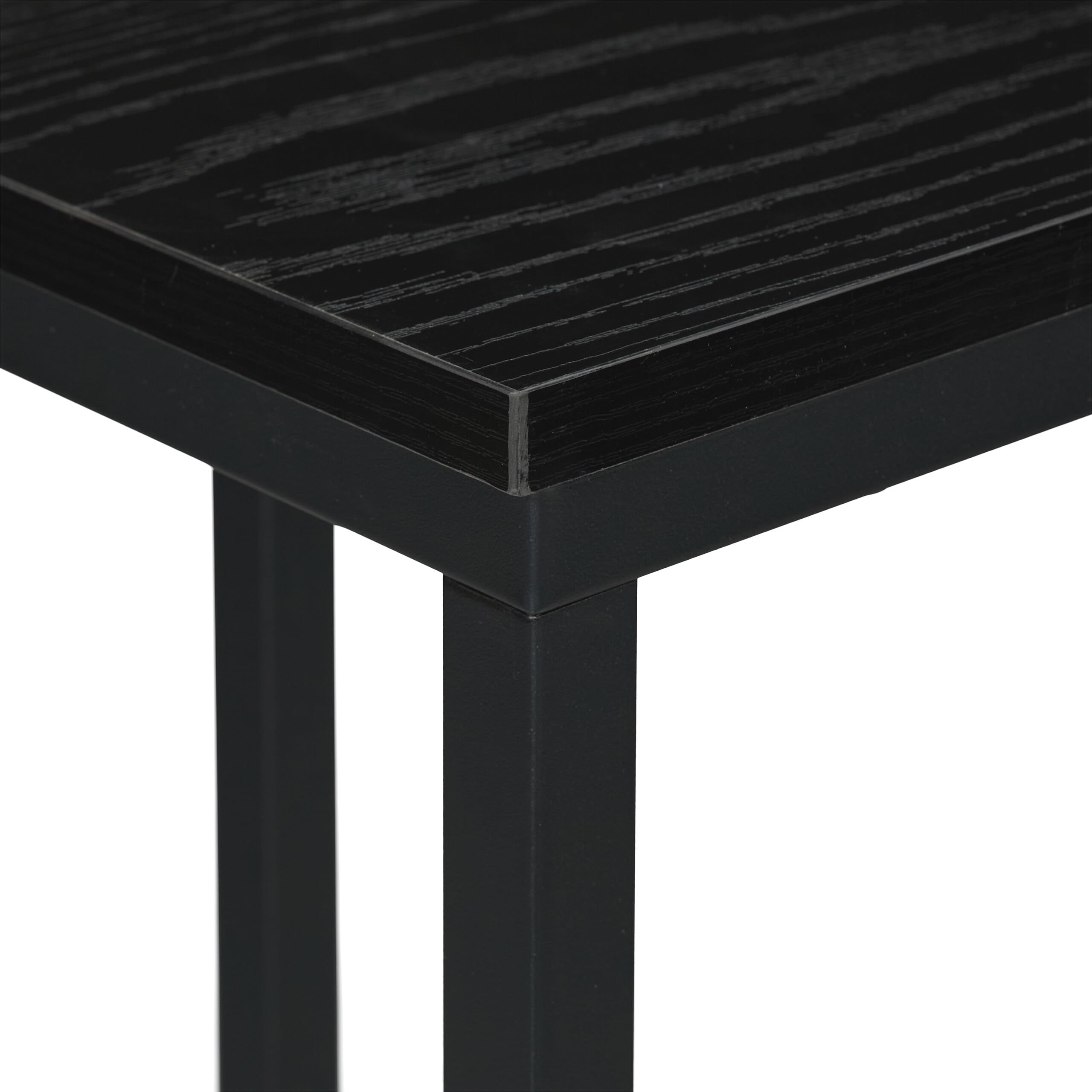Relaxdays Tavolino da Divano a Forma di C, HLP: 79x60x30 cm, Tavolo Laterale da Salotto e Letto, Ferro e PB, Nero