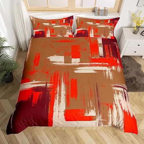 Miniatura 7 de Feelyou Juego de funda de edredón abstracta moderna de arte abstracto para niños y niñas, patrón rosa y negro, juego de funda de edredón para