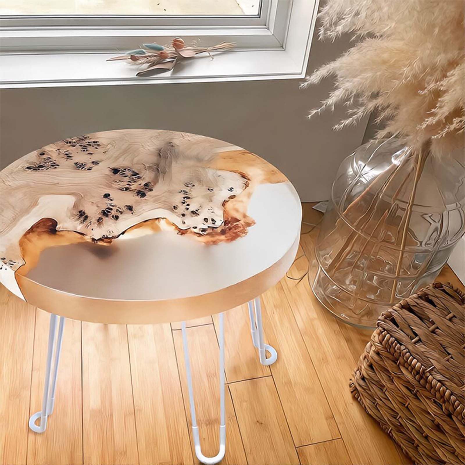 Moldes redondos de silicona para mesa de café y río con patas de mesa plegables, tablero de charcutería, decoración del hogar, molde de silicona de río de cristal